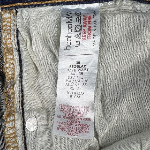 BooHooMan Stretch Skinny Jeans Men’s 38X29.5 Blue Vintage Wash NWT Button Fly - Picture 9 of 15